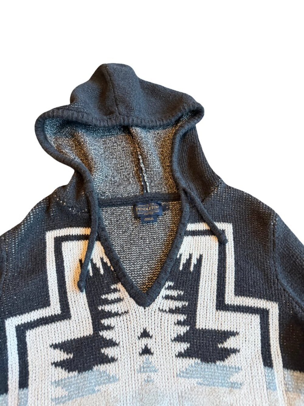 Pendleton Harding Aztec Hoodie Sweater Cotton Blend Knit Stretch Size Small - Picture 2 of 14